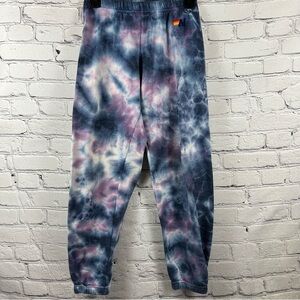 Aviator Nation Hand Dyed Tie-Dye Sweatpants Joggers Comfortable Blue & Purple XS